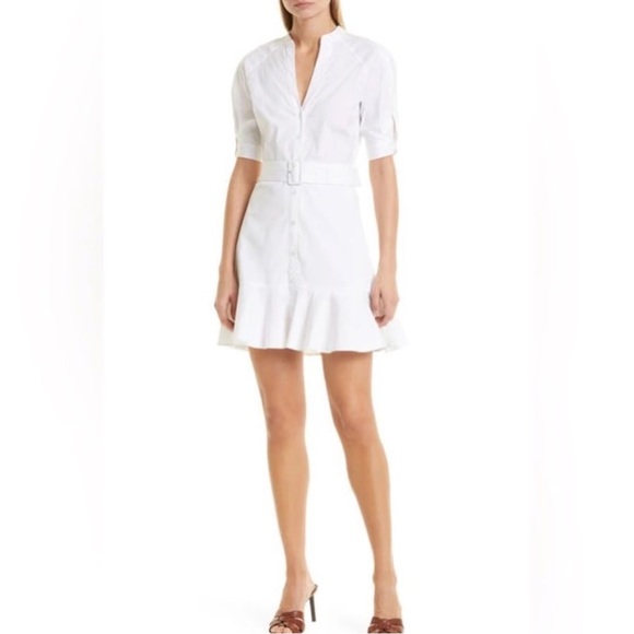 VERONICA BEARD Molly Belted White Mini ShirtdressSize 6
